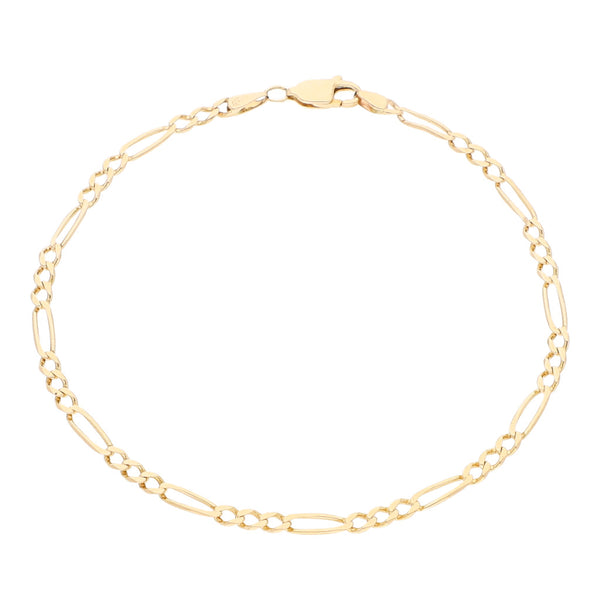 Pulsera de tres eslabones por uno en oro amarillo 14 kilates.