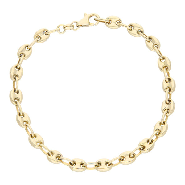 Pulsera eslabón combinado en oro amarillo 14 kilates.