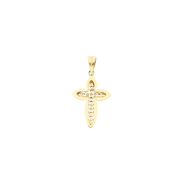 Cruz diseño especial con sintéticos en oro amarillo 14 kilates.