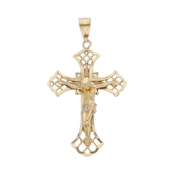Crucifijo calado en oro amarillo 14 kilates.