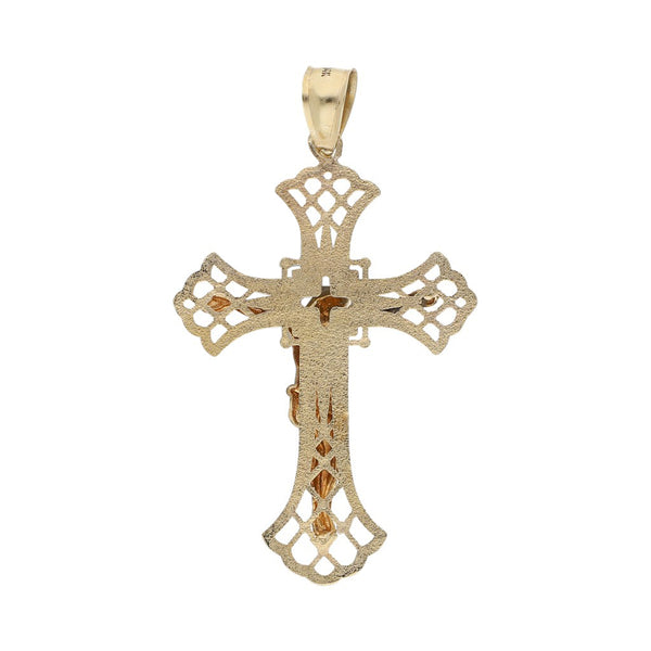 Crucifijo calado en oro amarillo 14 kilates.