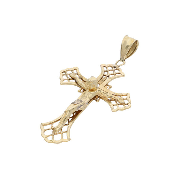 Crucifijo calado en oro amarillo 14 kilates.