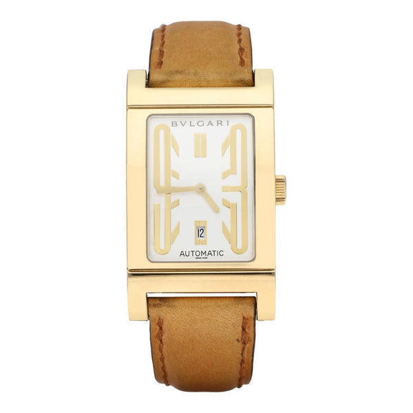 Reloj Bvlgari para caballero modelo Rettangolo caja y broche en oro amarillo 18 kilates.