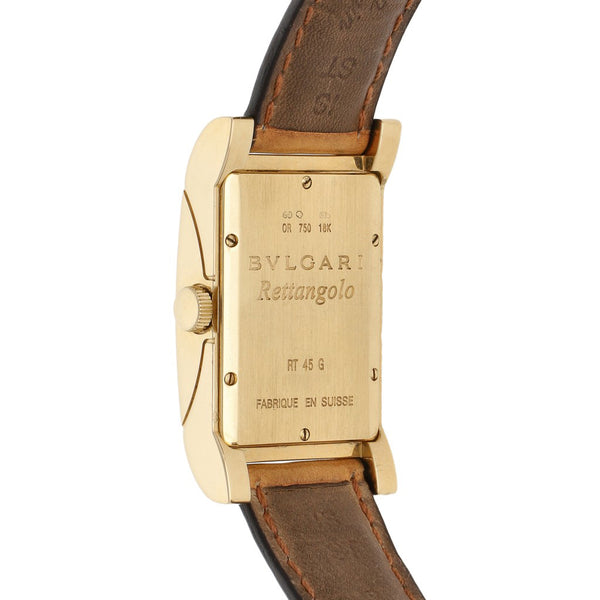 Reloj Bvlgari para caballero modelo Rettangolo caja y broche en oro amarillo 18 kilates.