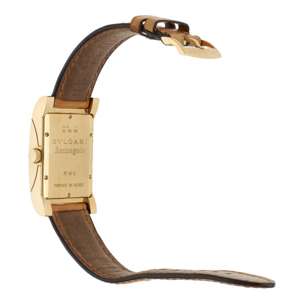 Reloj Bvlgari para caballero modelo Rettangolo caja y broche en oro amarillo 18 kilates.