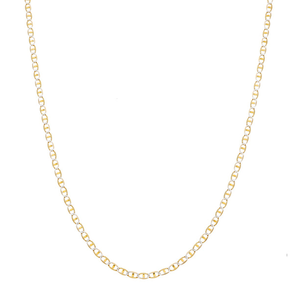 Collar eslabón nudo marino platinado en oro amarillo 14 kilates.