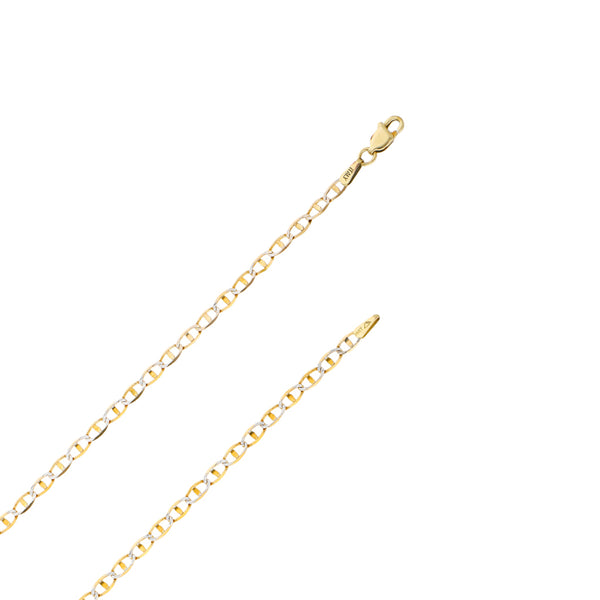 Collar eslabón nudo marino platinado en oro amarillo 14 kilates.