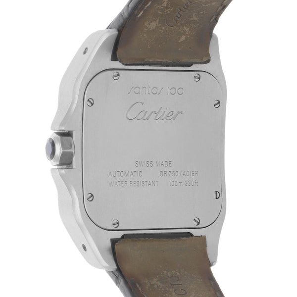 Reloj Cartier para caballero modelo Santos 100 bisel y broche en oro amarillo 18 kilates.