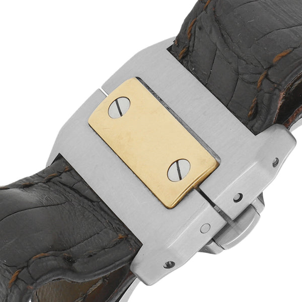Reloj Cartier para caballero modelo Santos 100 bisel y broche en oro amarillo 18 kilates.