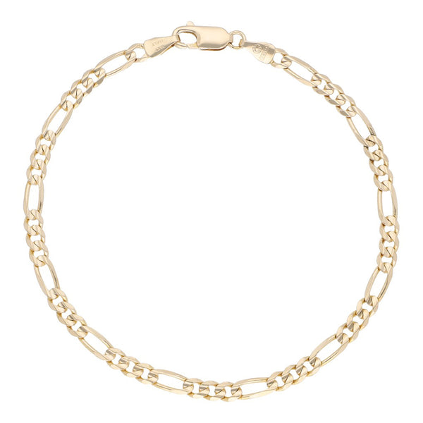Pulsera de tres eslabones por uno en oro amarillo 14 kilates.