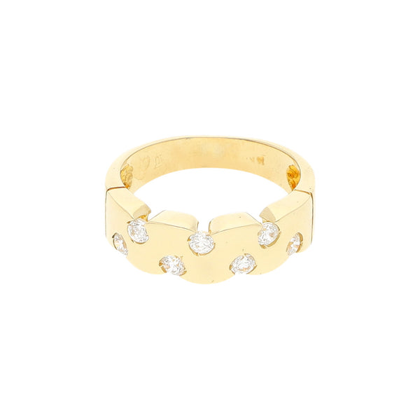 Anillo diseño especial con circonias en oro amarillo 14 kilates.