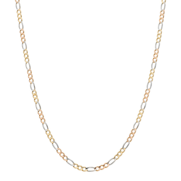 Collar de tres eslabones por uno en oro tres tonos 14 kilates.