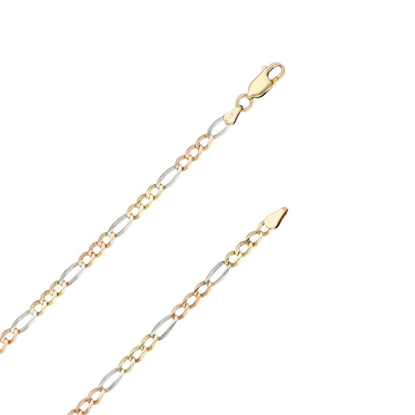 Collar de tres eslabones por uno en oro tres tonos 14 kilates.