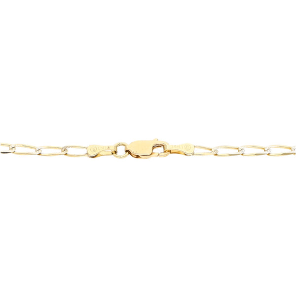 Pulsera eslabón encontrado platinado en oro amarillo 14 kilates.