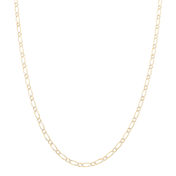 Collar eslabón uno por uno platinados en oro amarillo 14 kilates.
