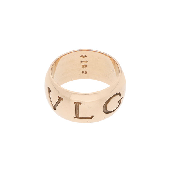Argolla diseño especial firma Bvlgari en oro rosa 18 kilates.
