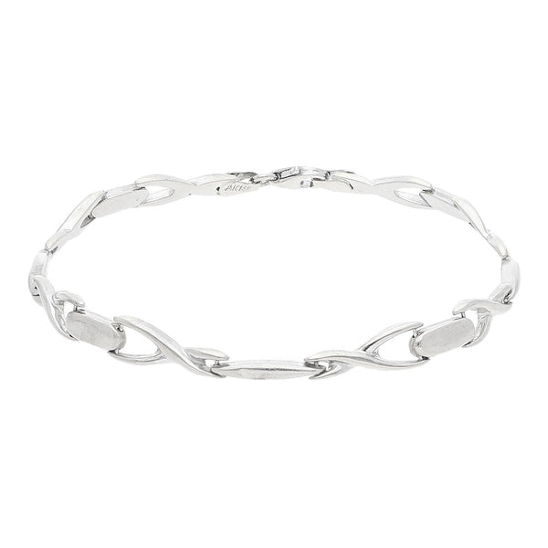 Pulsera eslabón articulado en oro blanco 14 kilates.