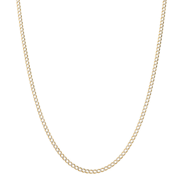 Collar eslabón barbado platinado en oro amarillo 14 kilates.