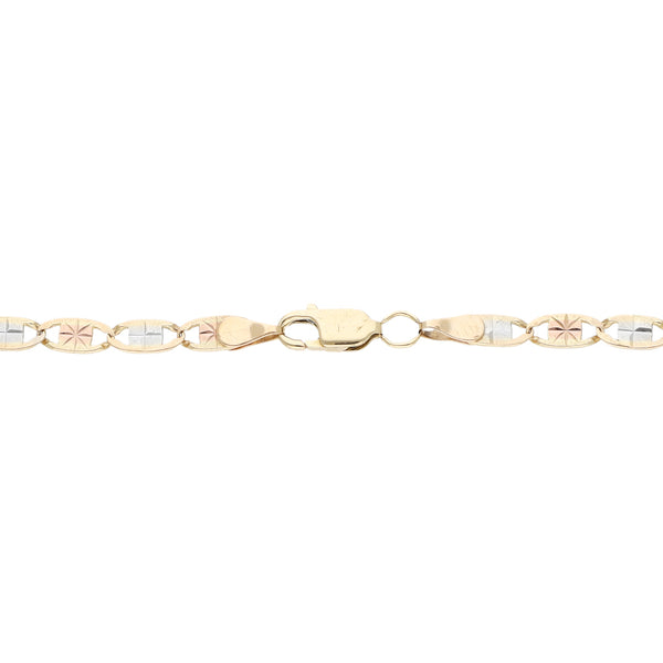 Pulsera eslabón nudo marino en oro tres tonos 14 kilates.