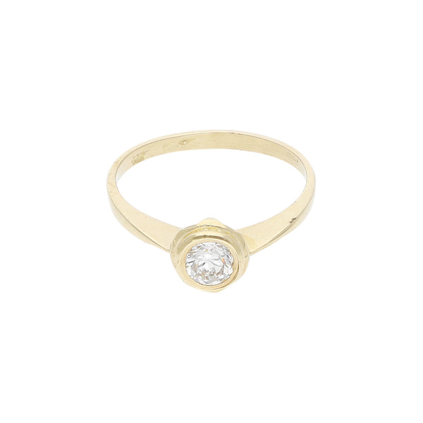 Anillo de compromiso con sintético en oro amarillo 14 kilates.