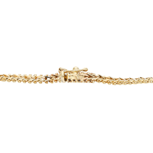 Pulsera eslabón boleado en oro tres tonos 14 kilates.