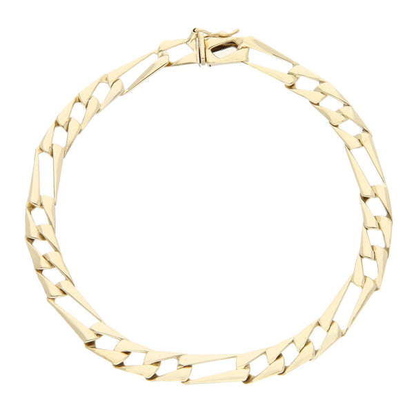 Pulsera de tres eslabones por uno en oro amarillo 14 kilates.
