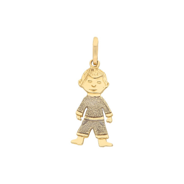 Dije diseño especial motivo niño en oro amarillo 14 kilates.
