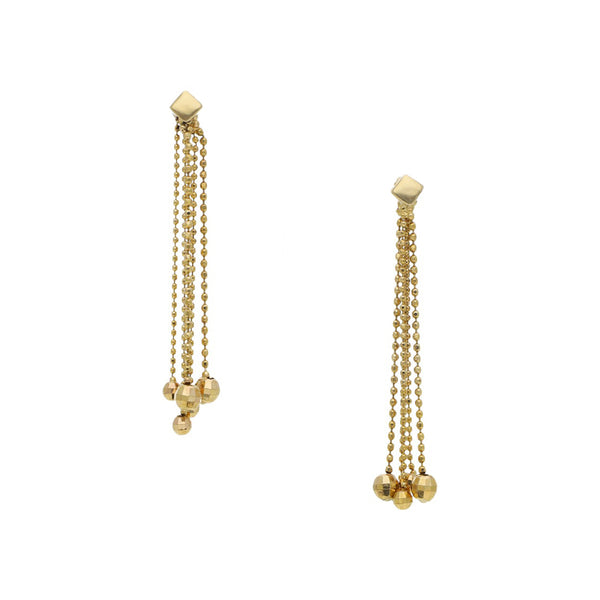 Broqueles diseño especial con colgantes en oro amarillo 14 kilates.