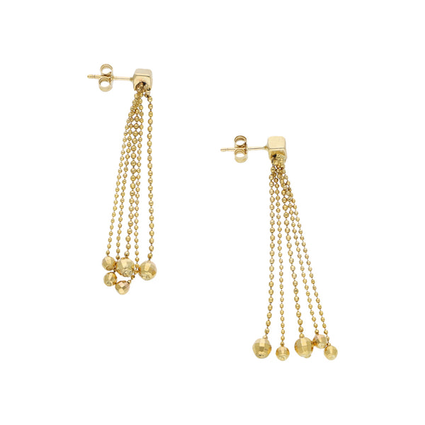 Broqueles diseño especial con colgantes en oro amarillo 14 kilates.