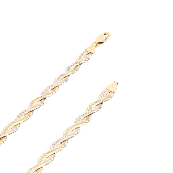 Collar eslabón planchado en oro tres tonos 14 kilates.