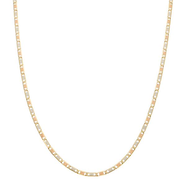 Collar eslabón nudo marino en oro tres tonos 14 kilates.