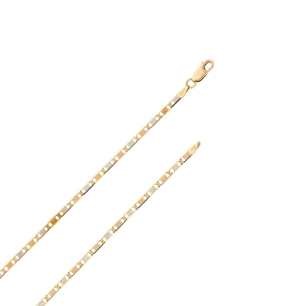 Collar eslabón nudo marino en oro tres tonos 14 kilates.