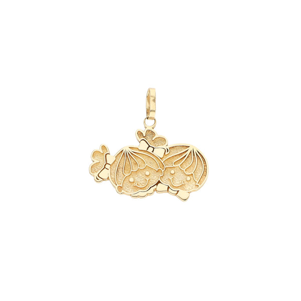 Dije diseño especial motivo niños en oro amarillo 14 kilates.