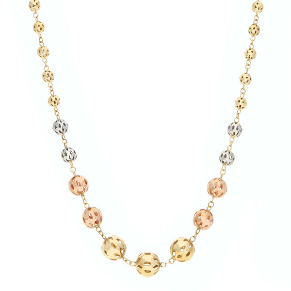 Collar eslabón calado en oro tres tonos 14 kilates.