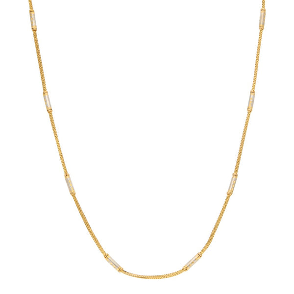 Collar eslabón laminado con aplicaciones en oro dos tonos 22 kilates.