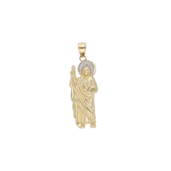 Medalla diseño especial motivo San Judas Tadeo en oro amarillo 14 kilates.