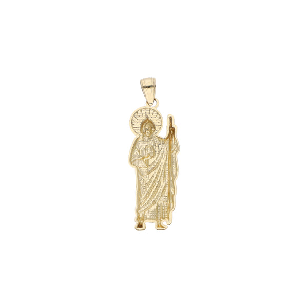 Medalla diseño especial motivo San Judas Tadeo en oro amarillo 14 kilates.