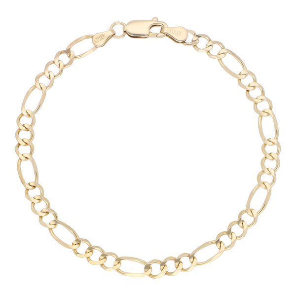 Pulsera de tres eslabones por uno en oro amarillo 14 kilates.
