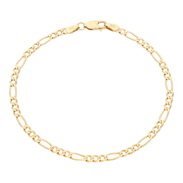 Pulsera de tres eslabones por uno en oro amarillo 14 kilates.