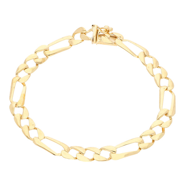 Pulsera de tres eslabones por uno en oro amarillo 14 kilates.