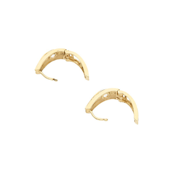 Arracadas caladas con sintéticos en oro amarillo 14 kilates.