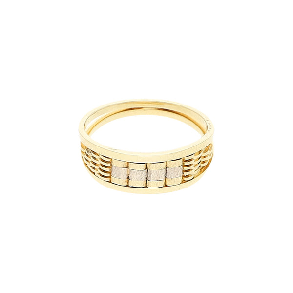 Anillo diseño especial en oro dos tonos 14 kilates.