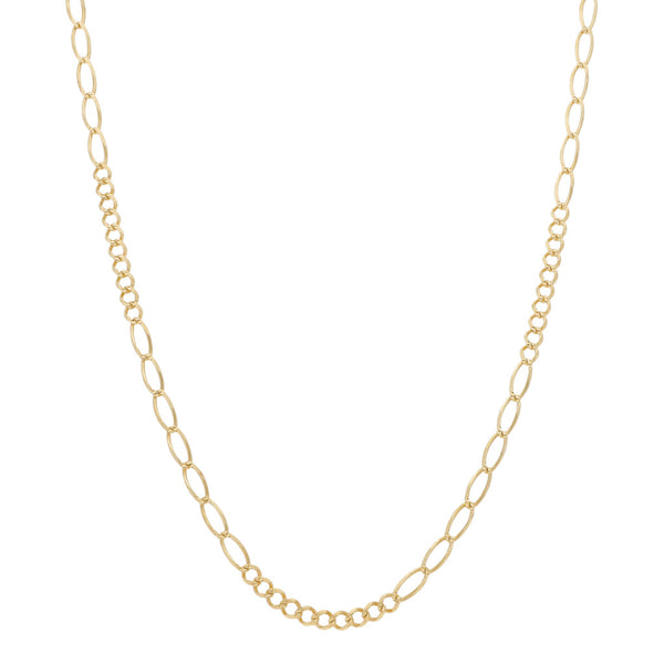 Collar de diez eslabones por siete en oro amarillo 14 kilates.
