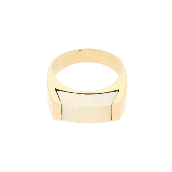 Anillo diseño especial con sintéticos en oro amarillo 12 kilates.