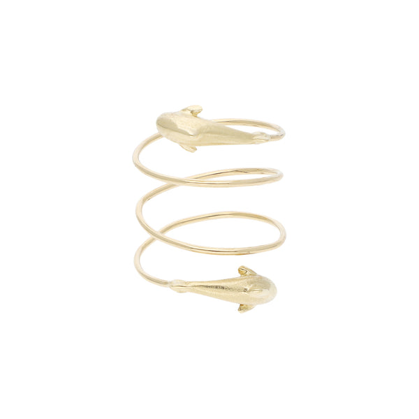 Anillo diseño especial motivo delfín en oro amarillo 14 kilates.