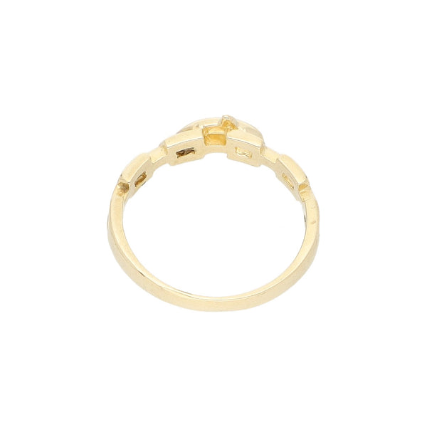 Anillo diseño especial con sintético motivo delfín en oro amarillo 14 kilates.