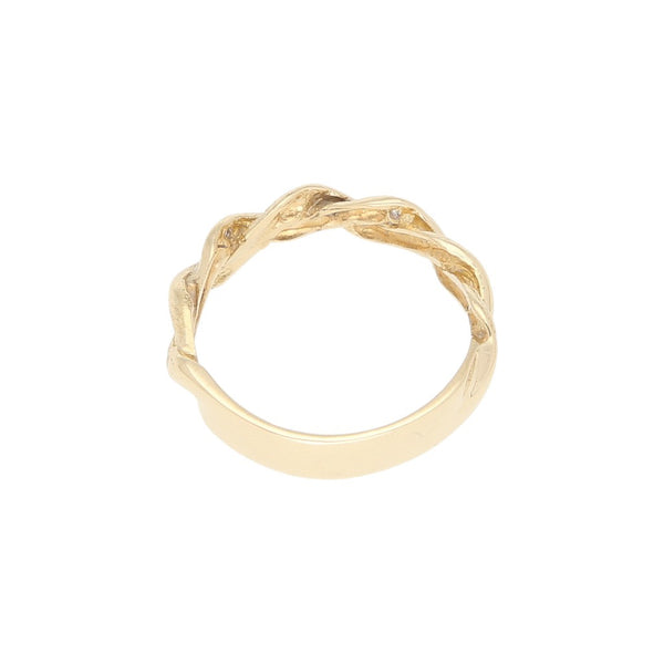 Anillo trenzado con sintéticos en oro amarillo 14 kilates.