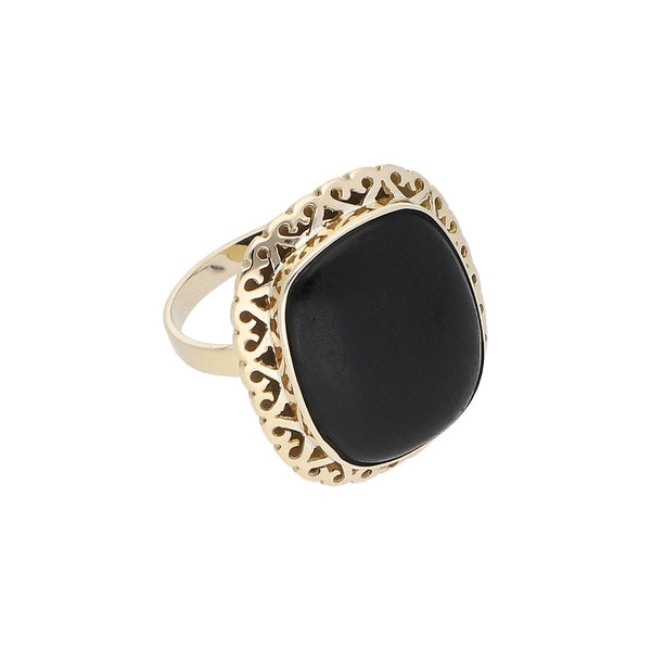 Anillo calado con sintético en oro amarillo 14 kilates.
