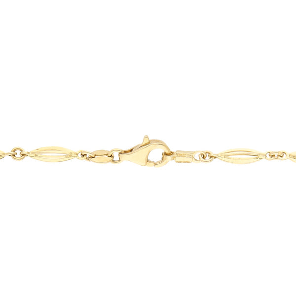Pulsera eslabón articulado con colgantes motivo corazón y sintéticos en oro amarillo 14 kilates.