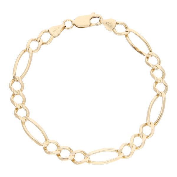 Pulsera de tres eslabones por uno en oro amarillo 14 kilates.